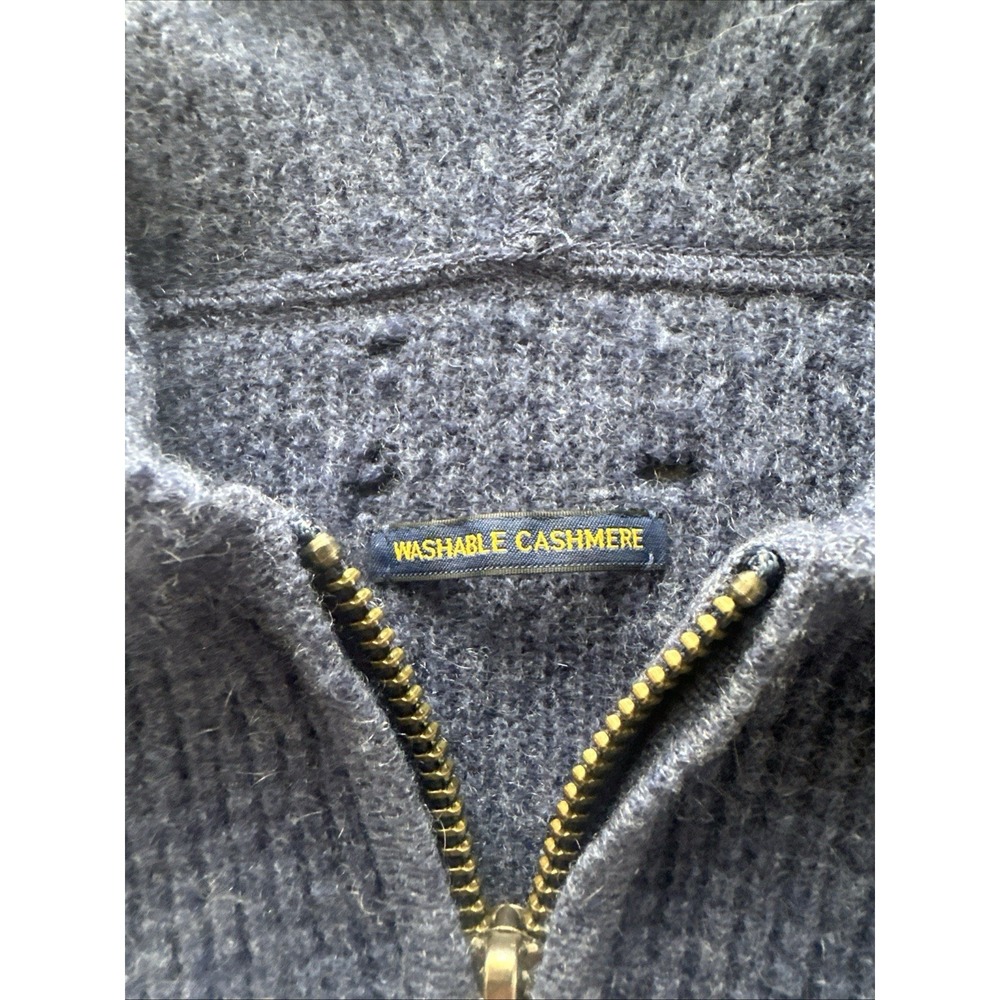 Polo Ralph Lauren 100% Cashmere Full Zip Hoodie Knit Sweater Blue Men's Size M - Picture 4 of 7